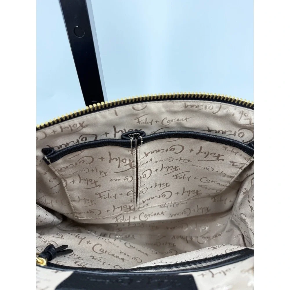 Foley Corinna Black Structured Satchel Convertible Crossbody Work Bag Zip Top
